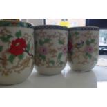 A set of 3 Chinese, 20th century teacups, H: 8cm, dia: 6cm