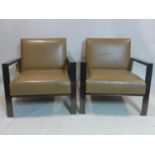 A pair of leather and cast metal chairs by Holly Hunt USA, label to bases (2)