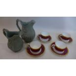 A collection of ceramics to include two 19th century stoneware Copeland jugs, H: 20 and 17cm, with a