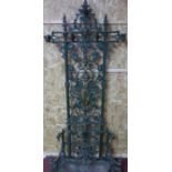 A Coalbrookdale cast iron hall stand, scrolling grape vine decoration with cherubs and masks,