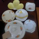 A large collection of English Art Deco ceramics to include 2 lidded tureens, 6 bowls and others