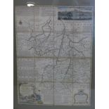 An antique hand coloured map of Cambridgeshire by Eman Bowen, 70 x 52cm