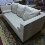 A large Armani/Casa grey linen upholstered sofa, H.82 W.232 D.103cm