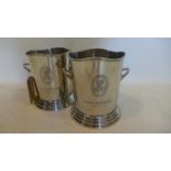 A pair of silver plated champagne buckets, with twin handles, H.23 W.25cm (2)