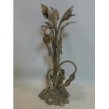 A cast metal epergne modelled as Calla Lilies, H.67cm