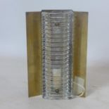 A 1960/70's brass and glass wall light, H.20cm