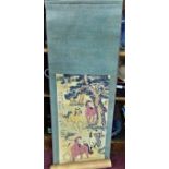 A Chinese scroll depicting horses, in box