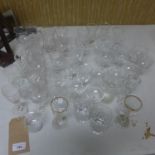 A collection of 38 drinking glasses, to include 6 cut crystal wine glasses, 4 cut crystal sherry