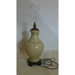 A 19th century Chinese crackle glazed vase on hardwood stand, converted to a lamp, H.45cm