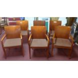 A set of six Bernhardt Design Interiors mid century retro dining chairs all with arm rests