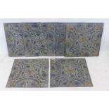 A set of six bronzed sheet metal garden wall panels, with C-scroll decoration, 60 x 60cm