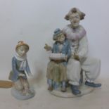 A Zaphir figural study of a clown and a young boy, H.30cm, together with a Zaphire figure of a boy