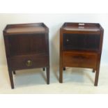 Two Georgian mahogany bedside cupboards with tambour fronts
