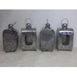 Four silvered metal storm lanterns, H.42cm (4)