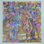 Lizzie Jackson, Cuban dancers, watercolour, signed lower right, framed and glazed, 40 x 37cm