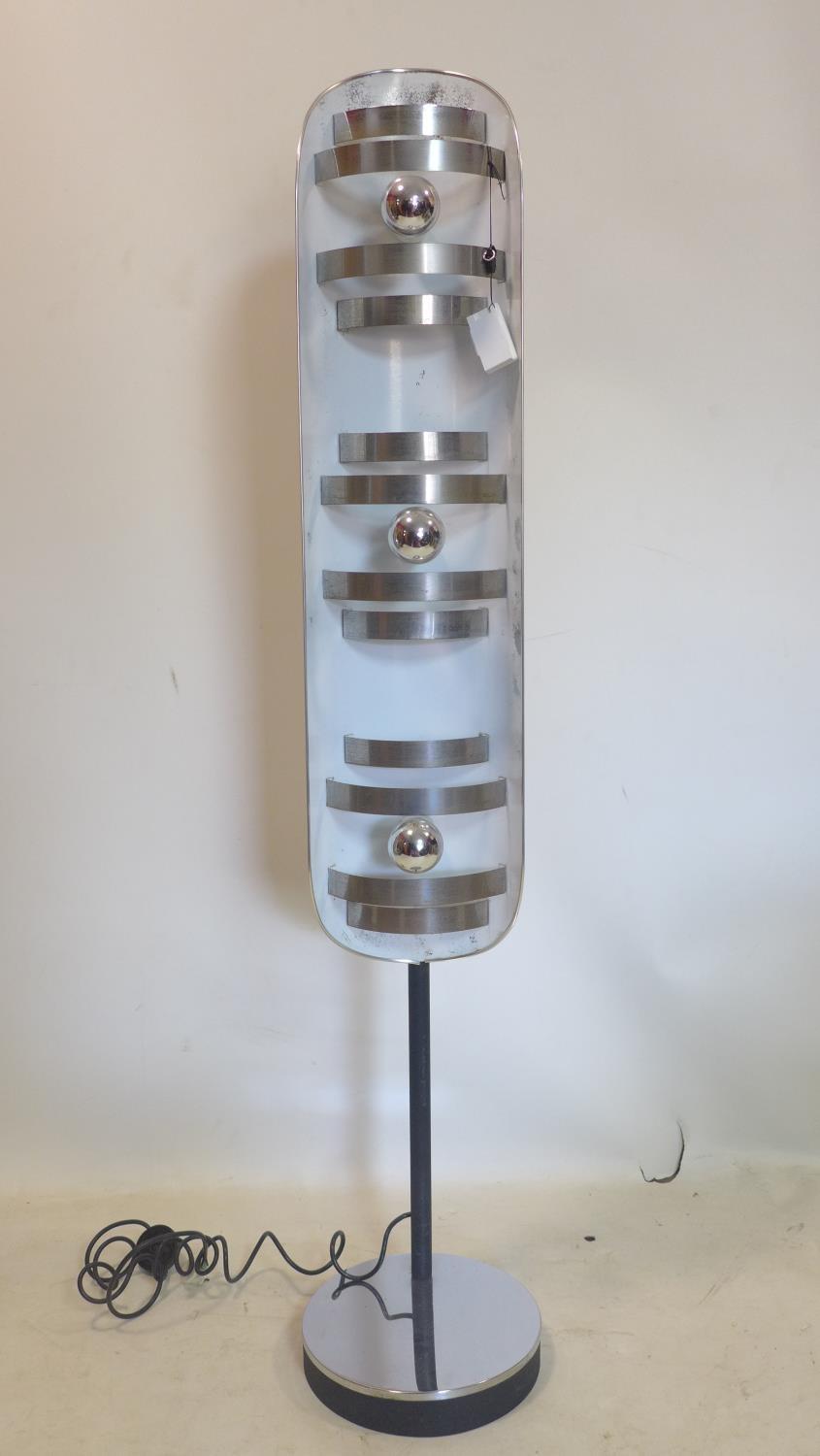 A 1960/70's floor standing lamp, with 3 lights and enamel shade, H.146cm