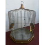 A Victorian octagonal brass birdcage, H.96 W.65 D.65cm