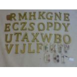 A collection of giltwood letters, together with 7 Ainsley Howard Design perspex and pressed flower