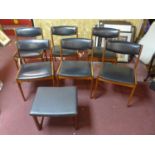 A set of 6 20th century Danish teak dining chairs, each stamped 'Talf Thorso', together with a