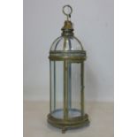 A large contemporary gilt metal storm lantern, with domed top, H.82cm