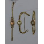An 18ct yellow gold vintage ladies cocktail watch, with associated rolled gold bracelet, together