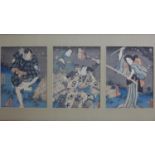 Utagawa Kunisada (Toyokuni III) (1786-1864), an original Japanese woodblock triptych, 43 X 87cm