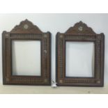 A pair of early 20th century Moorish hardwood picture frames, with bone and ebony inlay, outer -
