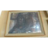 A framed and glazed large, pastel portrait of a lady, unsigned, 46 x 60cm