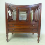 A Regency style mahogany Canterbury with 2 drawers, H.53 W.46 D.36cm