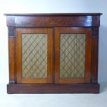 A William IV mahogany side cabinet, single drawer over 2 cupboard doors, H.90 W.106 D.43cm