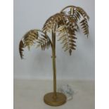 A Maison Jansen style three branch gilt table lamp in the form of a palm tree, H.81cm