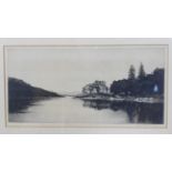 Johnstone Baird, 'loch katrine', etching, signed in pencil, label to verso, 16 x 31cm