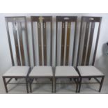 A set of four Rennie Mackintosh style high back dining chairs, H.151cm