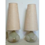 A pair of Rye pottery lamps