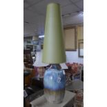 A large Canterbury pottery lamp with drip glaze, signed G.Lewis to base, H.62cm