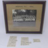 An original framed and glazed 1935-6 Arsenal monochrome photograph by official Arsenal