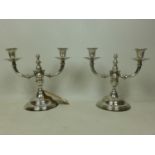 A pair of Continental silver two-branch candelabras, H.24cm