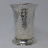 An Edwardian planished silver goblet, with rope twist design to spreading base, possibly by A Edward