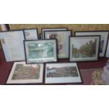 John Allin (1934-1991) , individually framed folio of 8 prints about the East End, with poem by