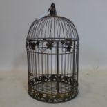 A 20th century bird cage, with leaf decoration, H.52cm