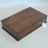 A 19th century mahogany deed box with key, H.10 W.44 D.26cm