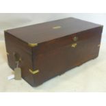 A 20th century Campaign style brass bound camphor wood trunk, H.42 W.97 D.50cm