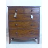 A 19th century mahogany chest of drawers, raised on splayed feet, H.107 W.89 D.48cm