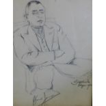 An early 20th century Spanish pencil sketch of a seated gentleman, indistinctly signed and dated