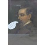 A framed and glazed oleograph portrait with speech bubble 'Hello, weren't we at Eton together',