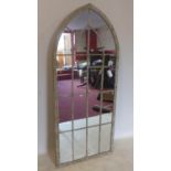 A Gothic style arched garden mirror, 158 x 67cm