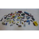 A large collection of loose die cast toy cars, to include Dinky, Corgi and others (qty)