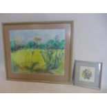 A small 20th century watercolour of flowers, signed A. Botting, together with another watercolour of