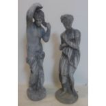 A pair of painted plaster statues of Venus, H.87cm