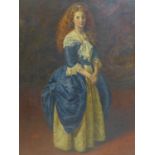 Grimshaw, a full length portrait of a girl with auburn hair, oil on board, in ornate pierced